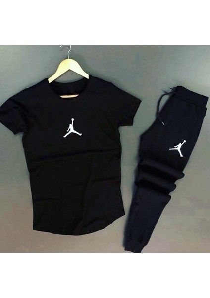 Jordan Dijital Baskılı Slim Fit Dar Kesim Çift Cep Kısa Kollu Outdoor Erkek Eşofman Takımı