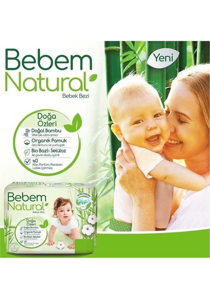Bebem Bebek Bezi Natural Jumbo Ekonomik Pk Beden:3 (4-9kg) Midi 68 Li modelleri