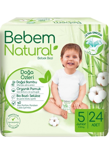 Bebem Bebek Bezi Natural Jumbo Avantaj Pk Beden:5 (11-18KG) Junior 144 Lü