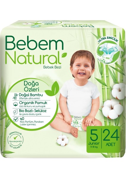 Bebem Bebek Bezi Natural Jumbo Ekstra Fırsat Pk Beden:5 (11-18KG) Junior 288'LI fiyatları