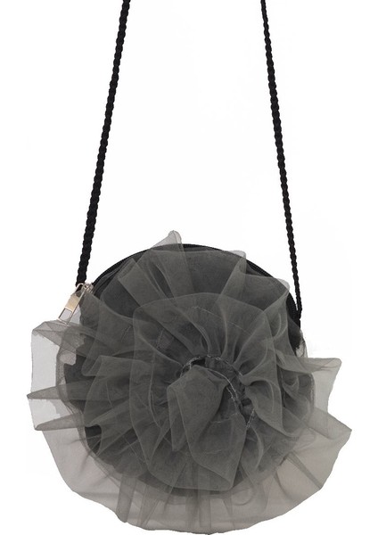 Tül Çiçek Figürlü Mini Omuz Çantası