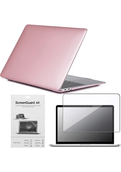 Apple 13" Macbook Pro A2338 M1 Rose Gold Kılıf Koruyucu + Ekran Filmi CMPTM-133RG