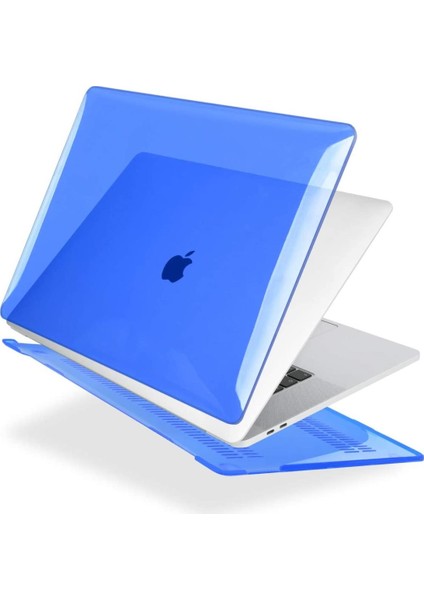 Apple 13" Macbook Air A1932 A2179 A2337 M1 Kristal Lacivert Kılıf Koruyucu + Ekran Filmi