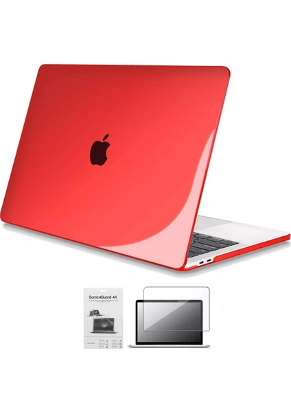 Apple 13" Macbook Air A1932 A2179 A2337 M1 Kristal Kırmızı Kılıf Koruyucu + Ekran Filmi