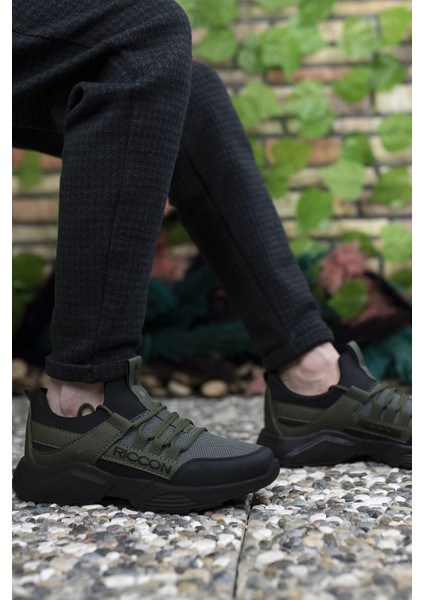 Haki Siyah Siyah Kadın-Erkek Sneaker 0012072