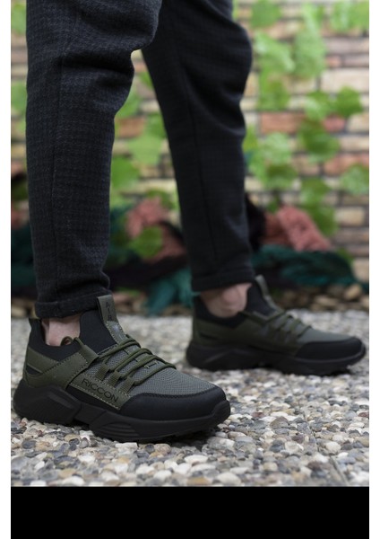 Haki Siyah Siyah Kadın-Erkek Sneaker 0012072