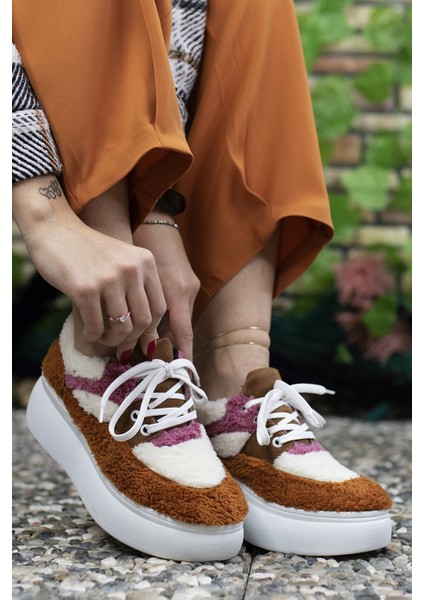 Tarçın Kadın Tüylü Sneaker 0012106 fiyatları
