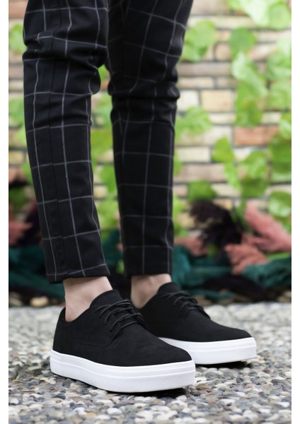 Siyah Beyaz Süet Erkek Sneaker 0012365