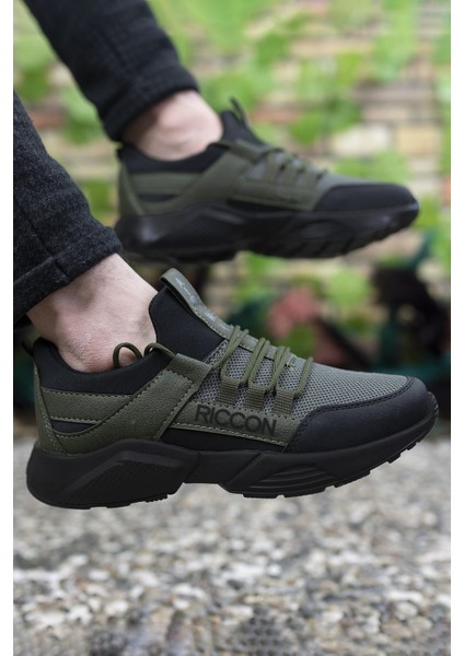 Haki Siyah Kadın-Erkek Sneaker Anatomik İç Taban ve Koku Yapmayan Astar