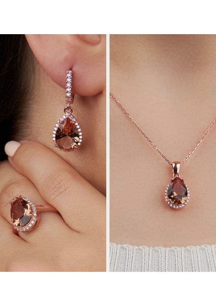 925 Ayar Zultanit Taşlı Gümüş Üçlü Set