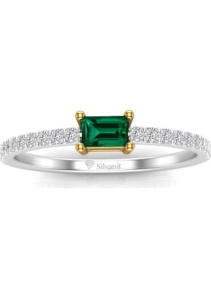 0,35 Karat Pırlantalı Zümrüt Yüzük modelleri