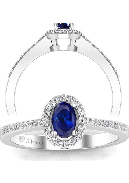 Pırlanta 0,50 Karat Pırlantalı Safir Yüzük