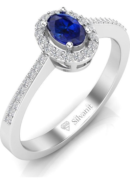 Pırlanta 0,50 Karat Pırlantalı Safir Yüzük