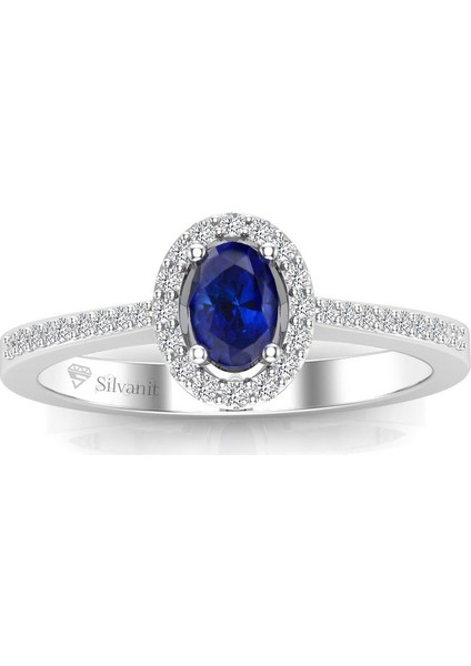 Pırlanta 0,50 Karat Pırlantalı Safir Yüzük