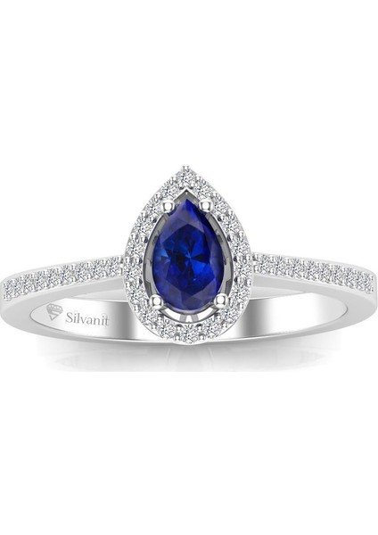 Pırlanta 0,50 Karat Pırlantalı Damla Safir Yüzük
