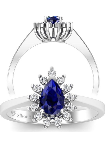 Pırlanta 0,50 Karat Pırlantalı Safir Yüzük