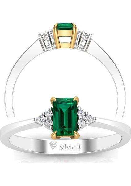0,50 Karat Pırlantalı Zümrüt Yüzük