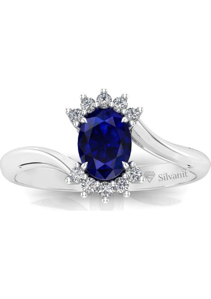 0,50 Karat Pırlantalı Safir Yüzük