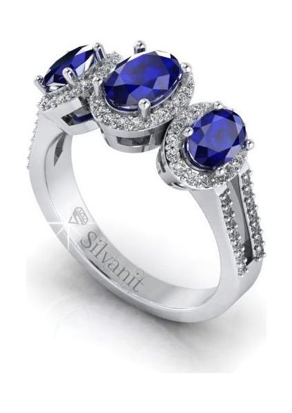 1,90 Karat Pırlantalı Safir Yüzük