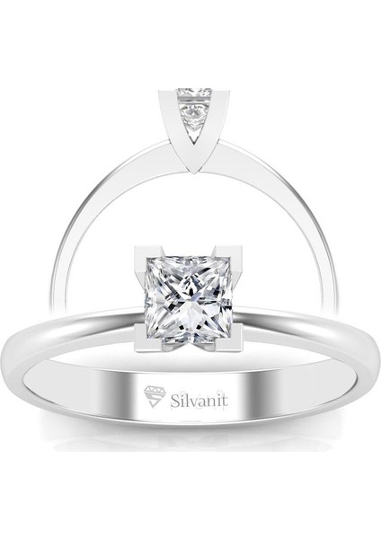 0,50 Karat G Renk Uluslararası Sertifikalı Pırlanta Prenses Yüzük