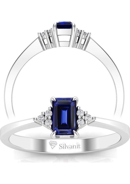 0,50 Karat Pırlantalı Safir Yüzük