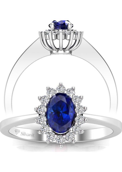 0,60 Karat Pırlantalı Safir Yüzük
