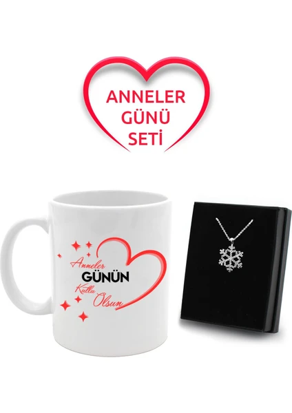 Vega Gift Shop Anneler Gününe Özel Kupa & Gümüş Kaplama Kar Tanesi Kolye