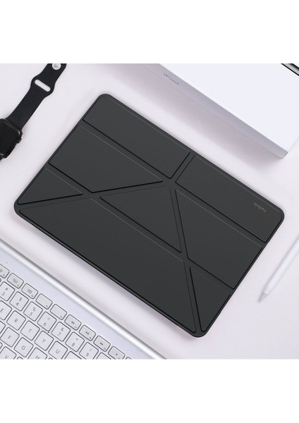 Apple iPad Pro 11 Inç 2020 (2.nesil) Fuchsia Akıllı Kılıf, Ince Hafif Saydam Buzlu Arka Koruyucu Kapak Kalemlikli Trifolding Otomatik Uyku Modu Rose Gold