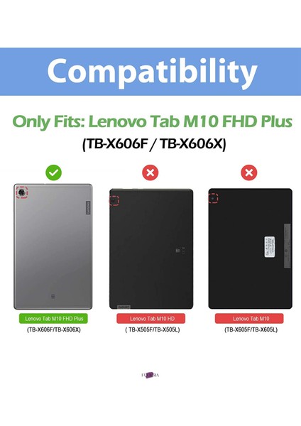 Lenovo Tab M10 Fhd TB-X606F 10.3 Inç 2. Nesil Lenovo Tab M10 Plus Için Ince Hafif Akıllı Kapak M10 Plus TB-X606F - X606X 10,3" Fhd 2020 Mavi