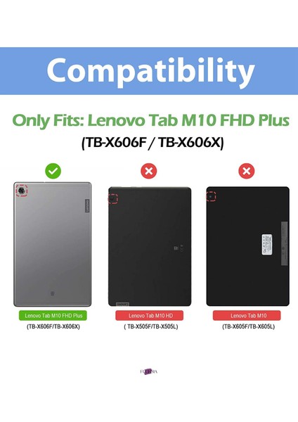 Lenovo Tab M10 Fhd TB-X606F 10.3 Inç 2. Nesil Lenovo Tab M10 Plus Için Ince Hafif Akıllı Kapak M10 Plus TB-X606F - X606X 10,3" Fhd 2023 Koyu Pembe