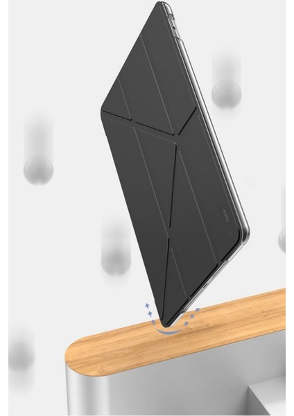 Samsung Galaxy Tab S7 Plus Kılıf SM-T970 Kalemlikli Smart Kılıf Arkası Şeffaf Yumuşak Silikon Akıllı Kılıf 360 Tam Koruma Mavi