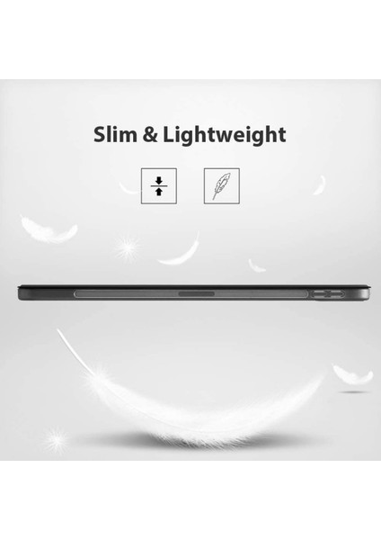 Samsung Galaxy Tab S7 Plus Kılıf SM-T970 Kalemlikli Smart Kılıf Arkası Şeffaf Yumuşak Silikon Akıllı Kılıf 360 Tam Koruma Mavi