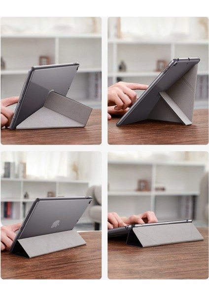 Samsung Galaxy Tab S7 Plus Kılıf SM-T970 Kalemlikli Smart Kılıf Arkası Şeffaf Yumuşak Silikon Akıllı Kılıf 360 Tam Koruma Mavi