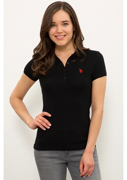 U.S. Polo Assn. Kadın Siyah Basic T-Shirt 50234714-VR046