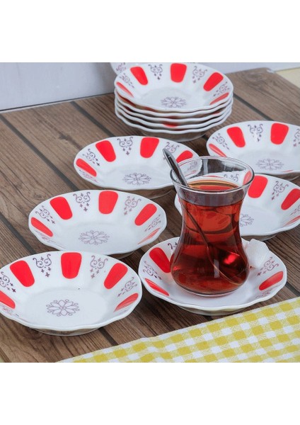 12'li Kahveci Desen Porselen Çay Tabağı