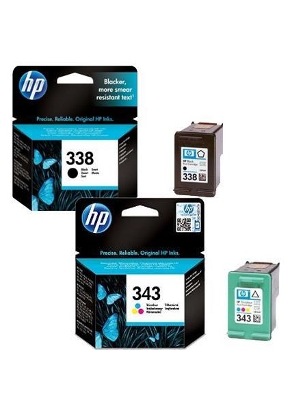 338 + 343 C8765EE C8766EE Siyah ve Renkli Kartuş Seti
