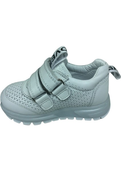Bebe Kız Erkek Unisex Çocuk Spor Ayakkabı Beyaz Lazer Cırt % 100 Deri Anatomik modelleri