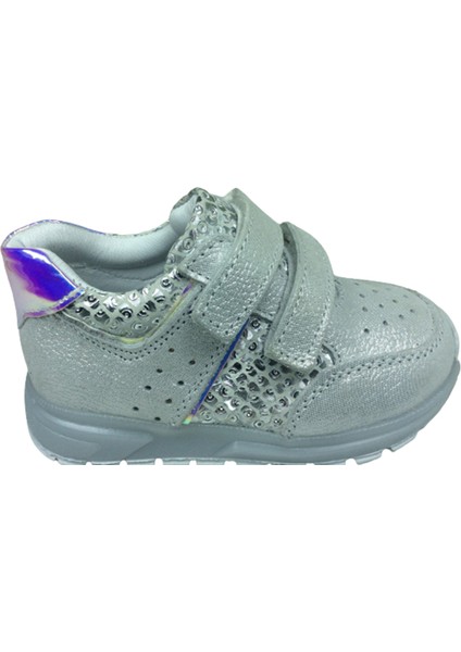Bebe Kız Çocuk Spor Ayakkabı Gümüş Baskılı CIRTLI%100DERI Anatomik