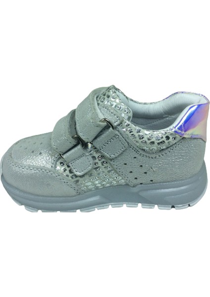 Bebe Kız Çocuk Spor Ayakkabı Gümüş Baskılı CIRTLI%100DERI Anatomik modelleri