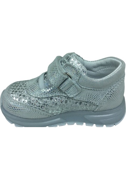 Bebe Kız Çocuk Spor Ayakkabı Gümüş Cırtlı Lastik %100DERI Anatomik modelleri