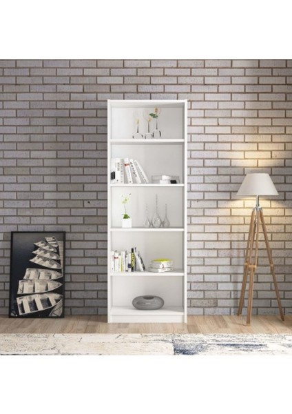 Tamamı Mdf Kitaplık 5 Bölmeli Kitaplık Parlak Beyaz modelleri