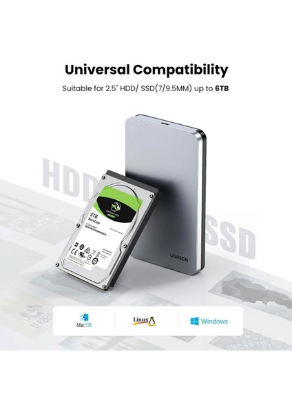 USB Type-C 3.1 Gen2 2.5 Inch HDD SSD Alüminyum Harici Disk Kutusu