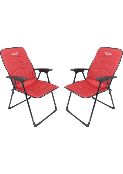 Quatro Katlanır Kamp Sandalyesi - Kırmızı (2 Adet)