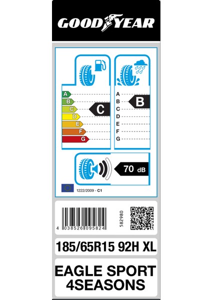 185/65 R15 92H XL Eagle Sport Oto 4 Mevsim Lastiği ( Üretim Yılı: 2023 )