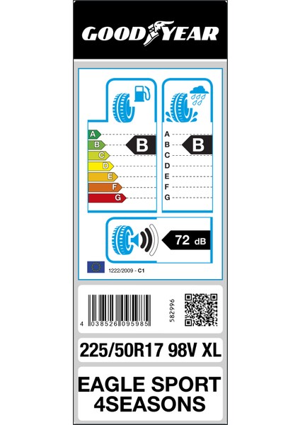 225/50 R17 98V XL Eagle Sport 4 Seasons FP Oto 4 Mevsim Lastiği ( Üretim Yılı: 2023 )