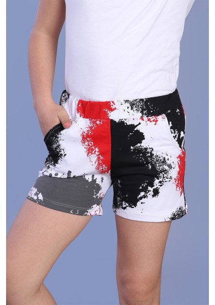 Toontoy Kız Çocuk Batik Desenli İki Yanı Cepli Şort