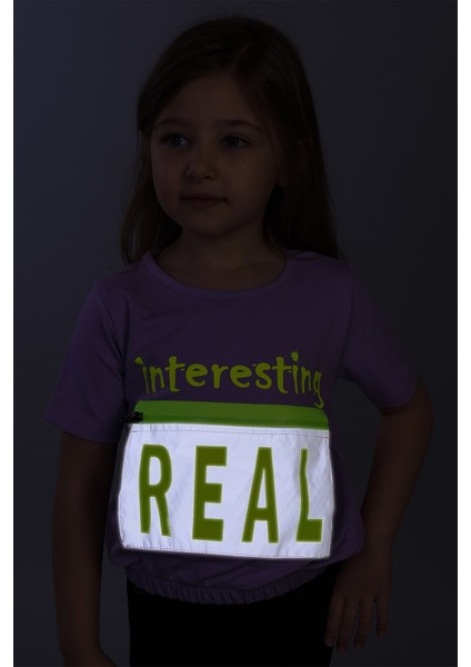 Toontoy Kız Çocuk Crop Model Cebi Reflektör Detaylı Baskılı Tişört fiyatları