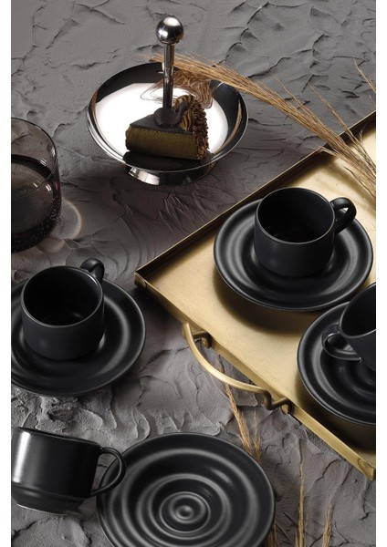 New Tuvana 12 Parça 6 Kişilik Kahve Takımı Antrasit
