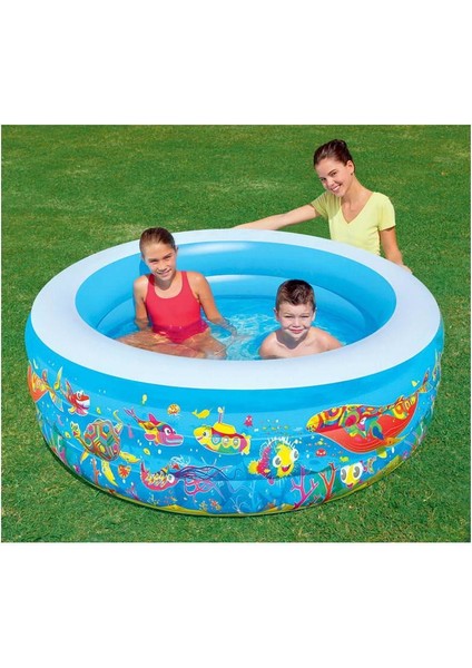 Pompalı-Bestway 51122, Okyanus Desenli Şişme Aile Havuzu (196X53CM) fırsatları