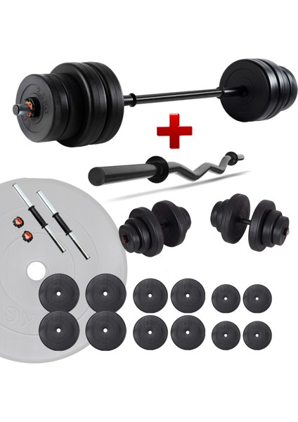 78 kg Z Bar Halter Seti ve Dambıl Seti Ağırlık Fitness Seti